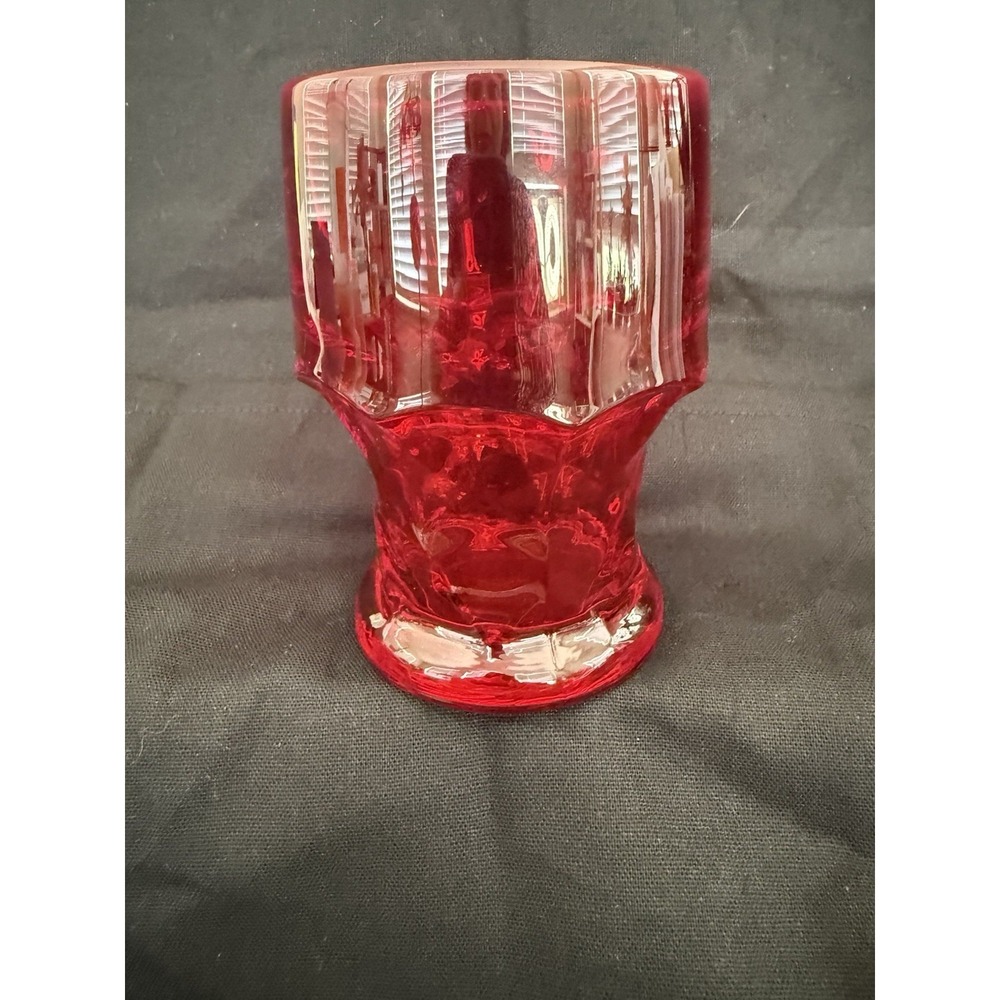 Red Ruby Glass Tumbler Glossy Round Unisex Adults Drinkware 4.5 Inch Decorative